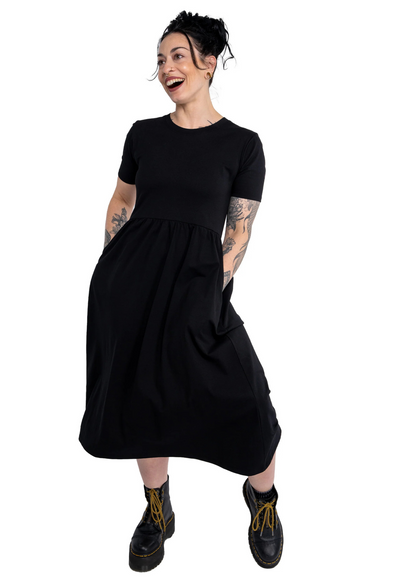 Rebel Romance - Black Midi Stretch Dress