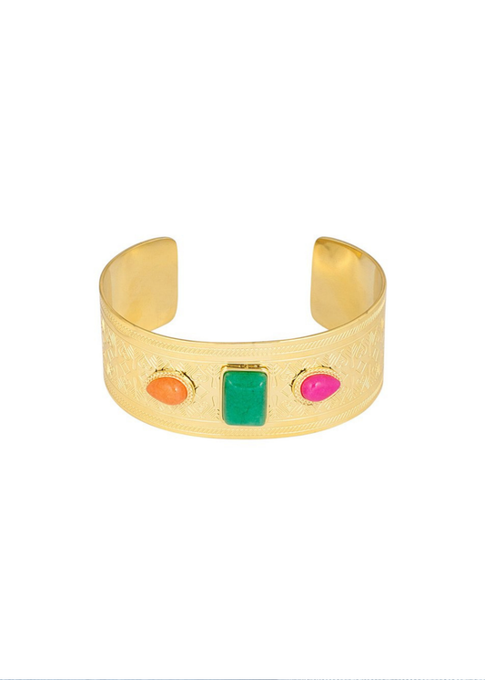 The Edit - Statement Multicoloured Stone Cuff Bracelet