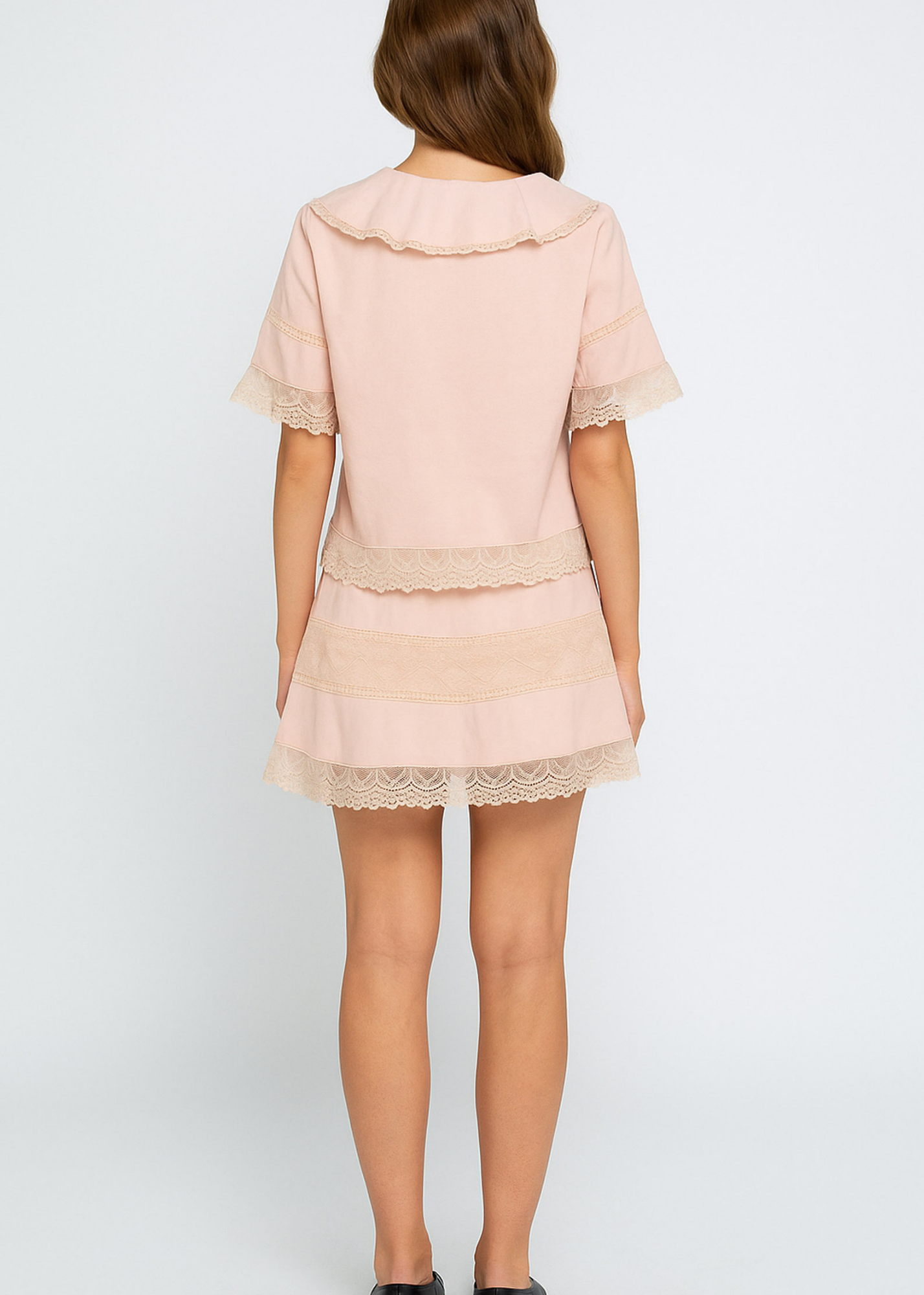 Daisy Street - Alice Pink Blouse with Lace Frill