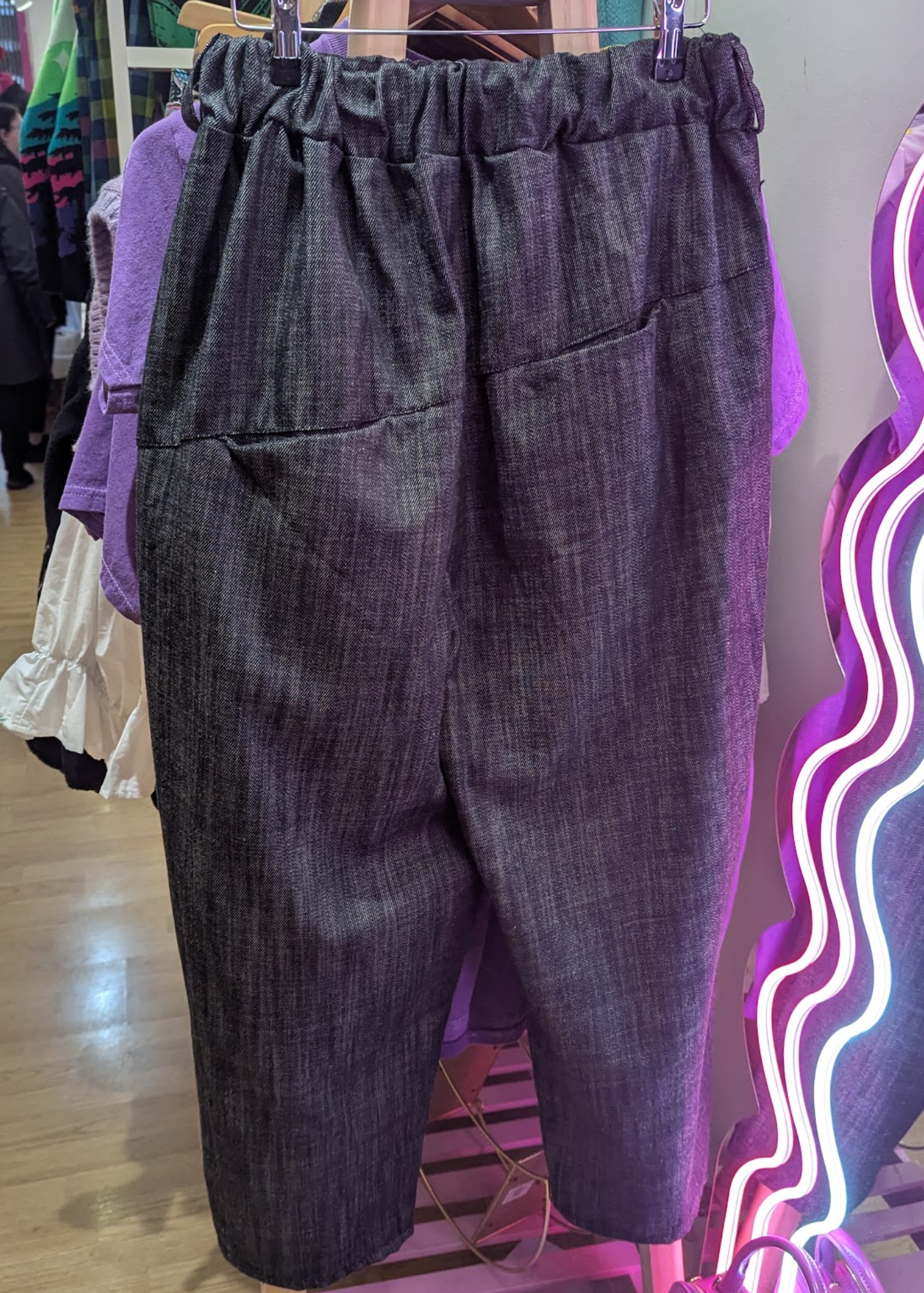 The Edit - Black Denim Barrel Trousers