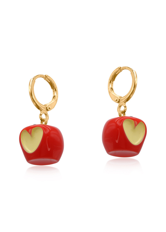 Big Metal London - Red Apple Charm Hoop Earrings
