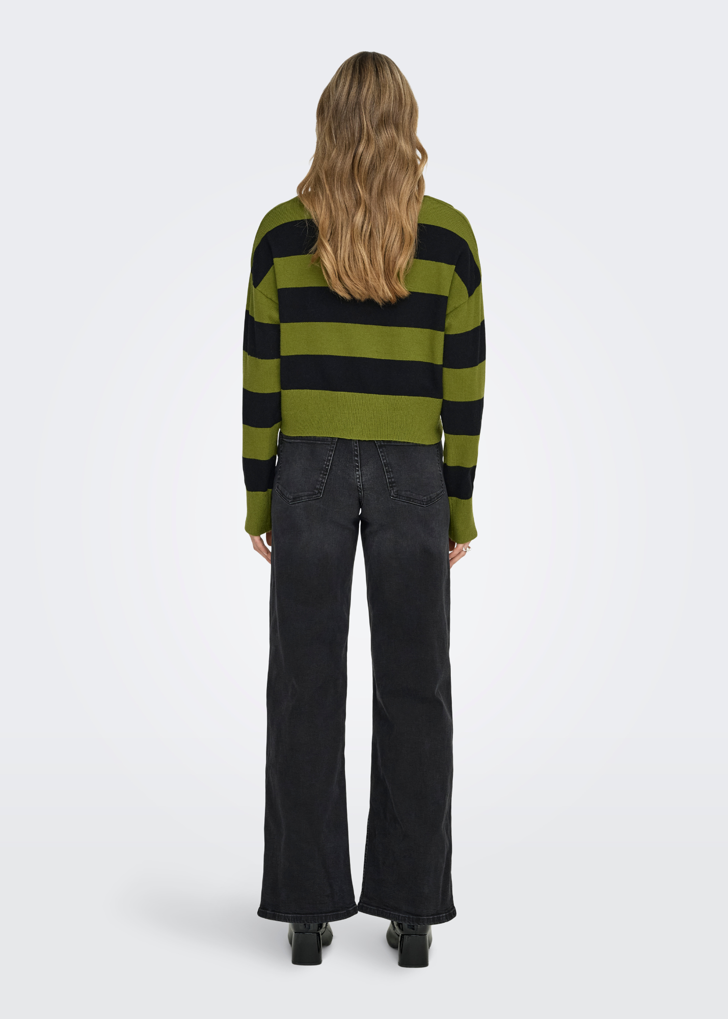 Only - Moss Green and Black Stripe Polo Jumper