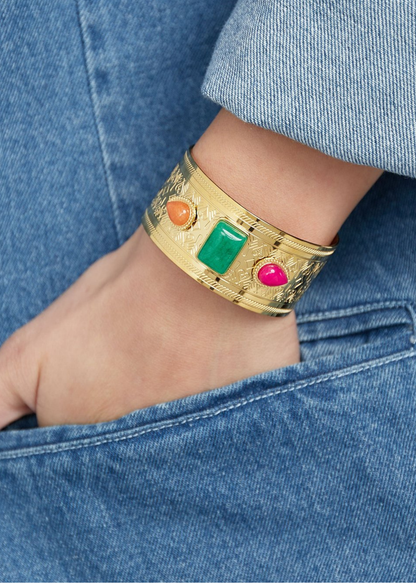 The Edit - Statement Multicoloured Stone Cuff Bracelet