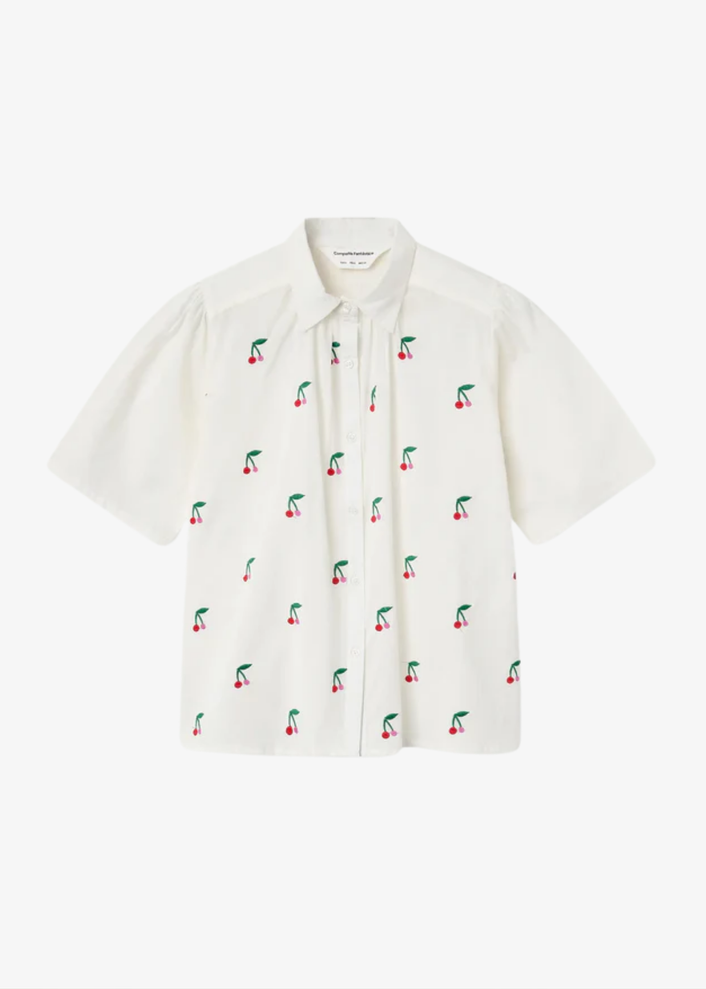 Compañia Fantastica - White Shirt with Embroidered Cherries