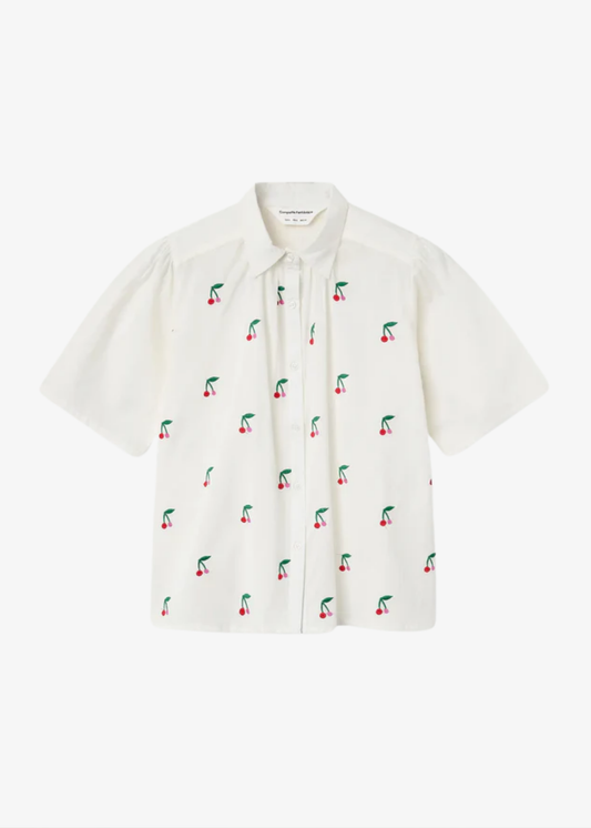 Compañia Fantastica - White Shirt with Embroidered Cherries