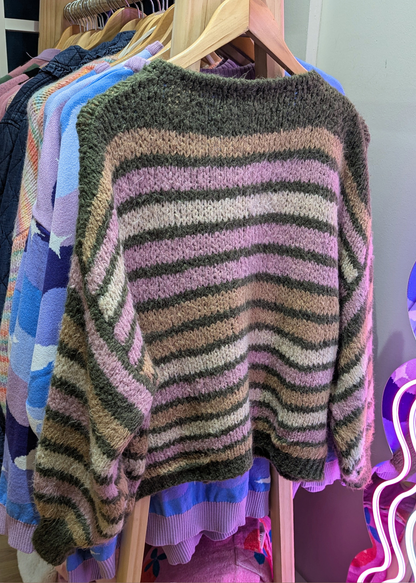 The Edit - Khaki and Pink Tie Front Cardigan