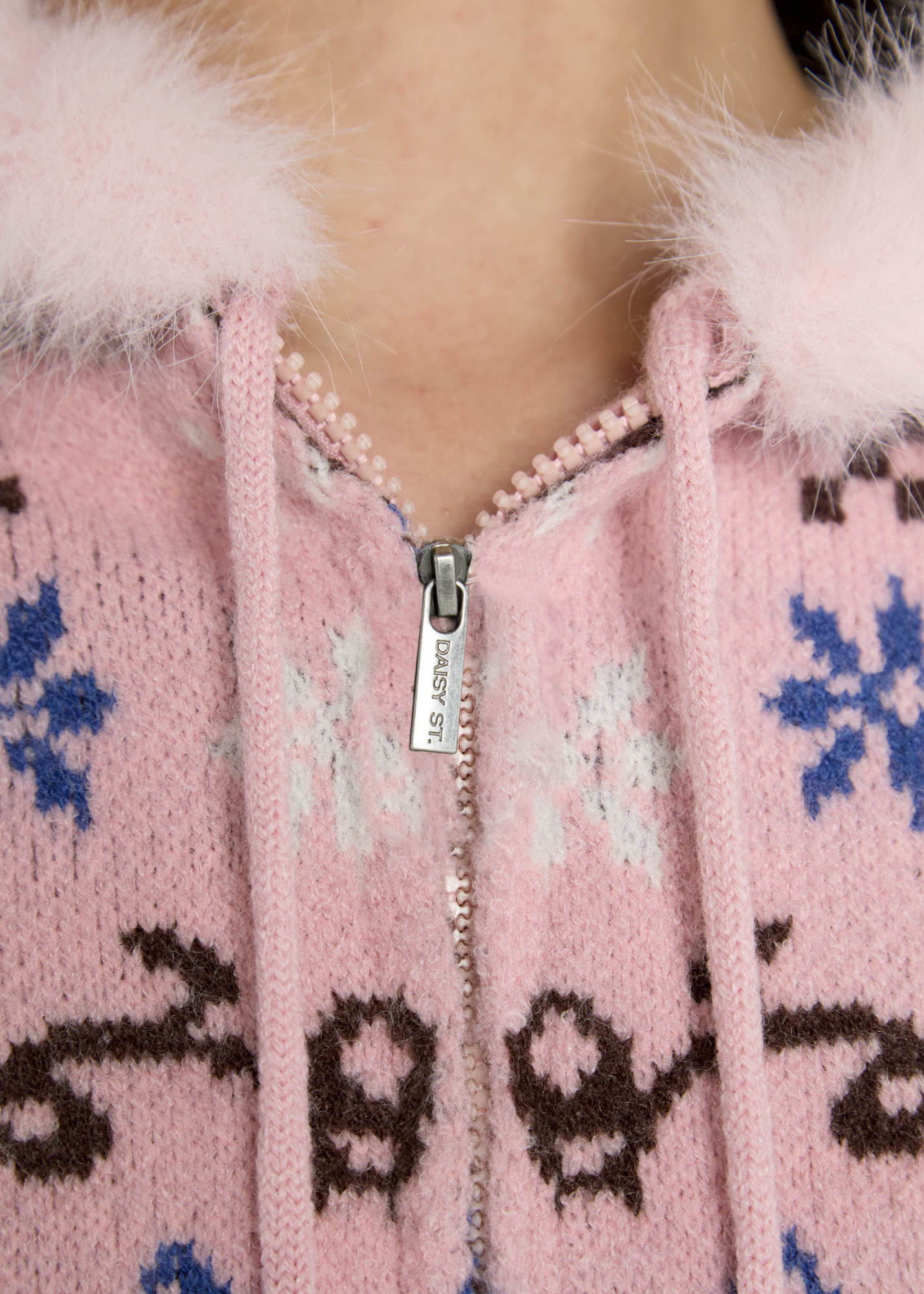 Daisy Street - Knitted Miffy Pom Pom Hooded Cardigan