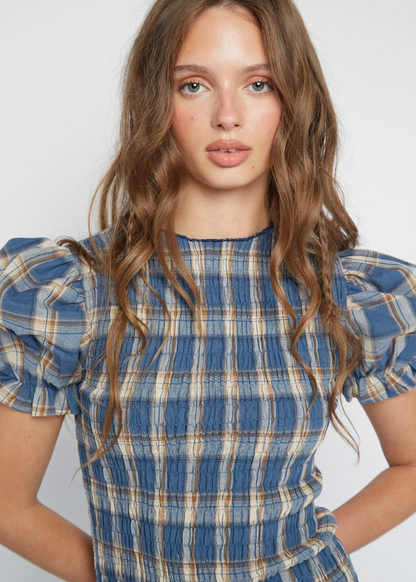 Daisy Street - Blue Check Baye Midi Dress