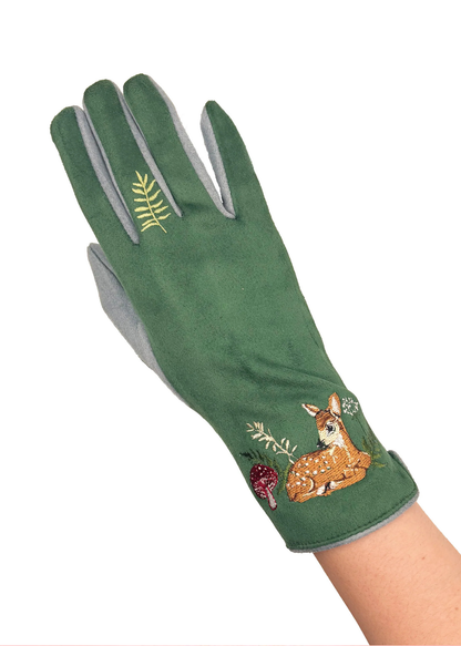 House of Disaster - Secret Garden Embroidered Deer Gloves