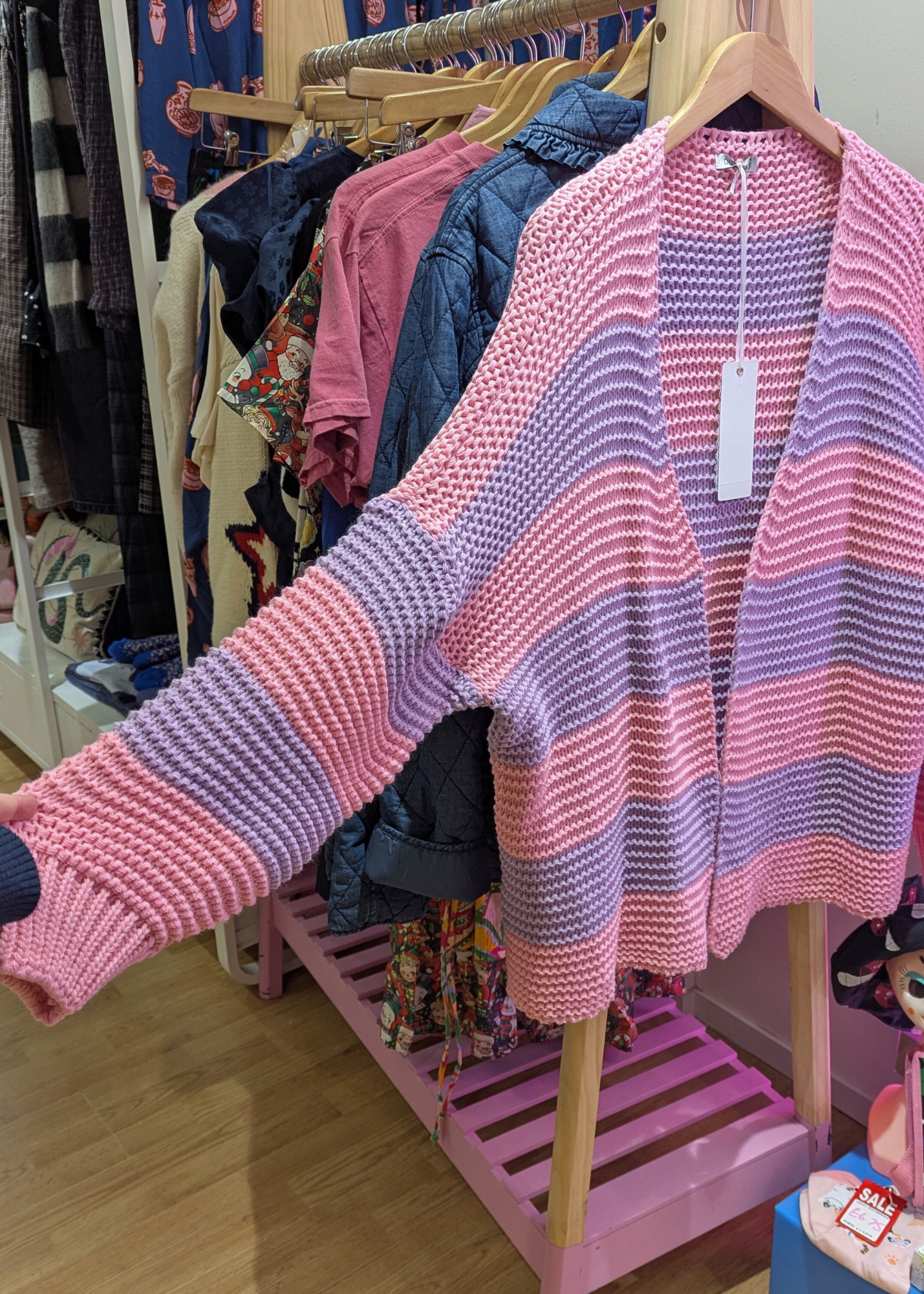 The Edit - Pink & Lilac Striped Knit Cardigan