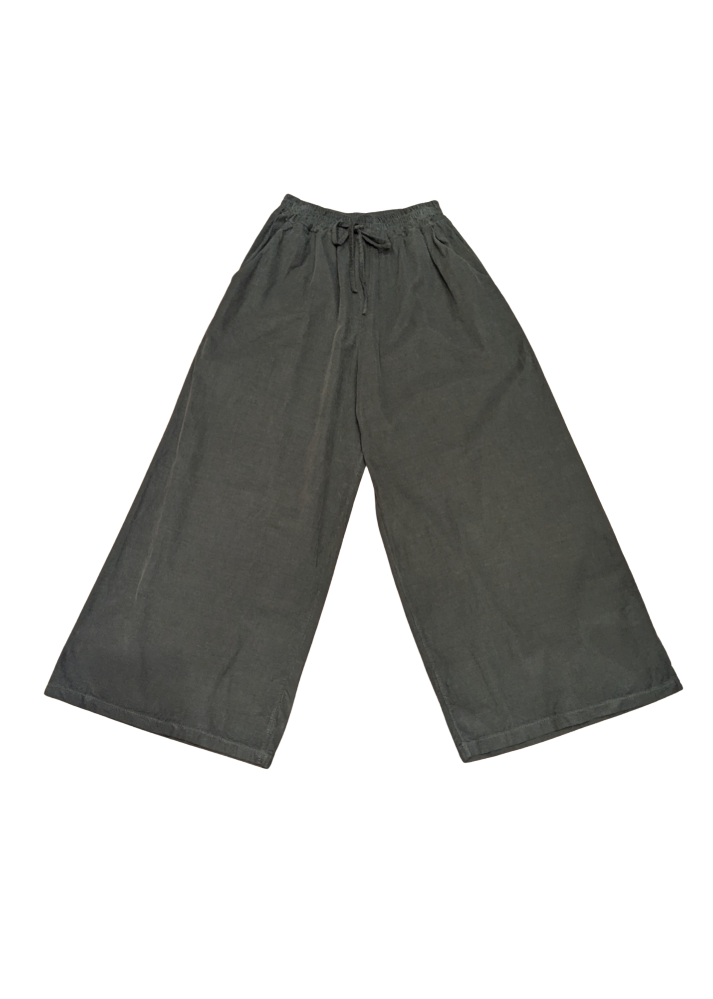 The Edit - Olive Green Corduroy Wide Leg Trousers