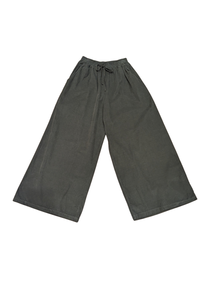 The Edit - Olive Green Corduroy Wide Leg Trousers