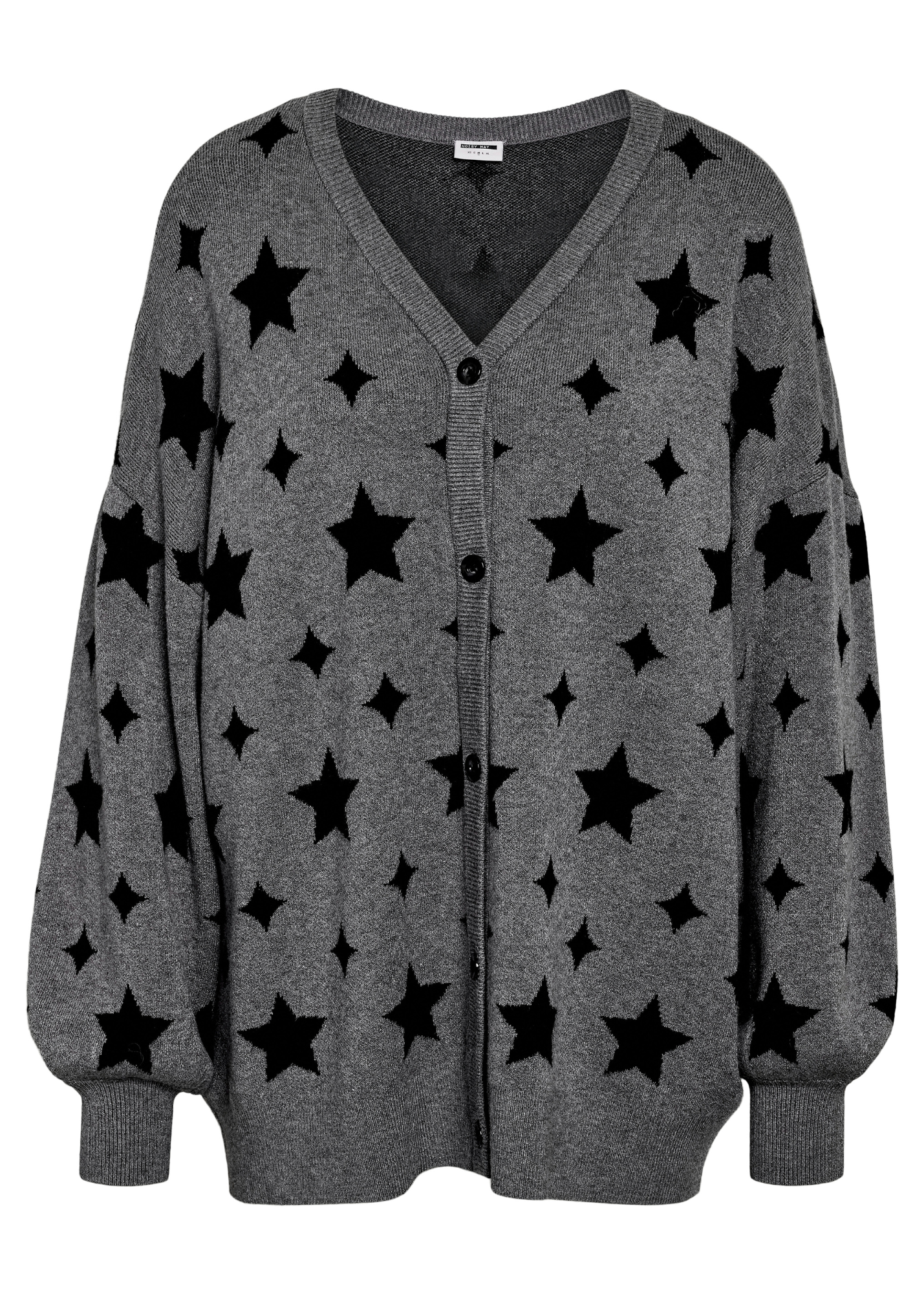 Noisy May - Grey Stars Oversized Knit Cardigan