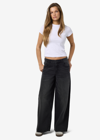 Noisy May - Kettie Black Wash Wide Leg Jeans