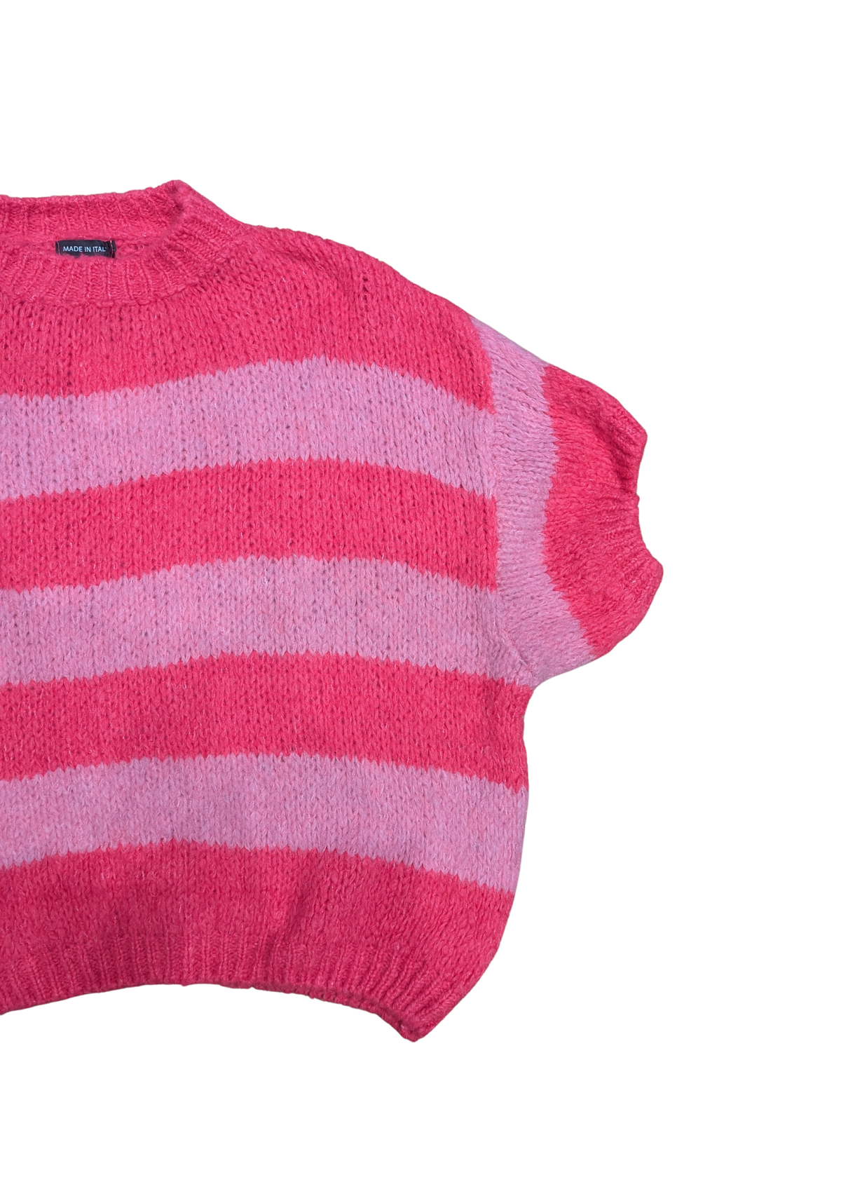 The Edit - Neon Pink Striped Soft Knit Top