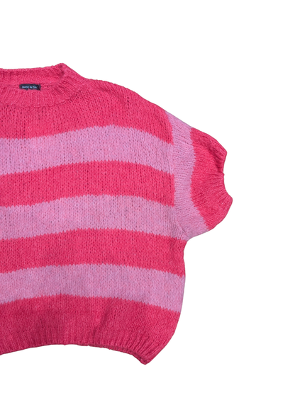 The Edit - Neon Pink Striped Soft Knit Top