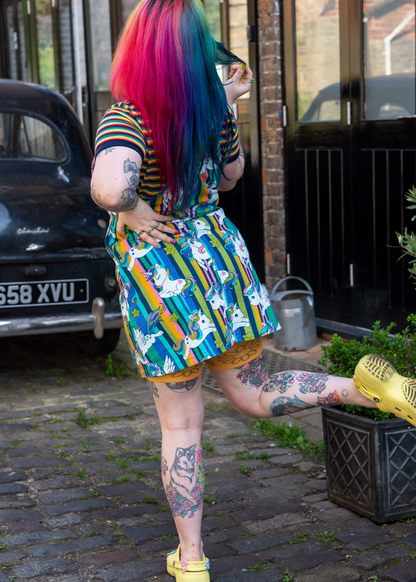 Run & Fly - Unicorn Stripes Stretch Twill Pinafore Dress