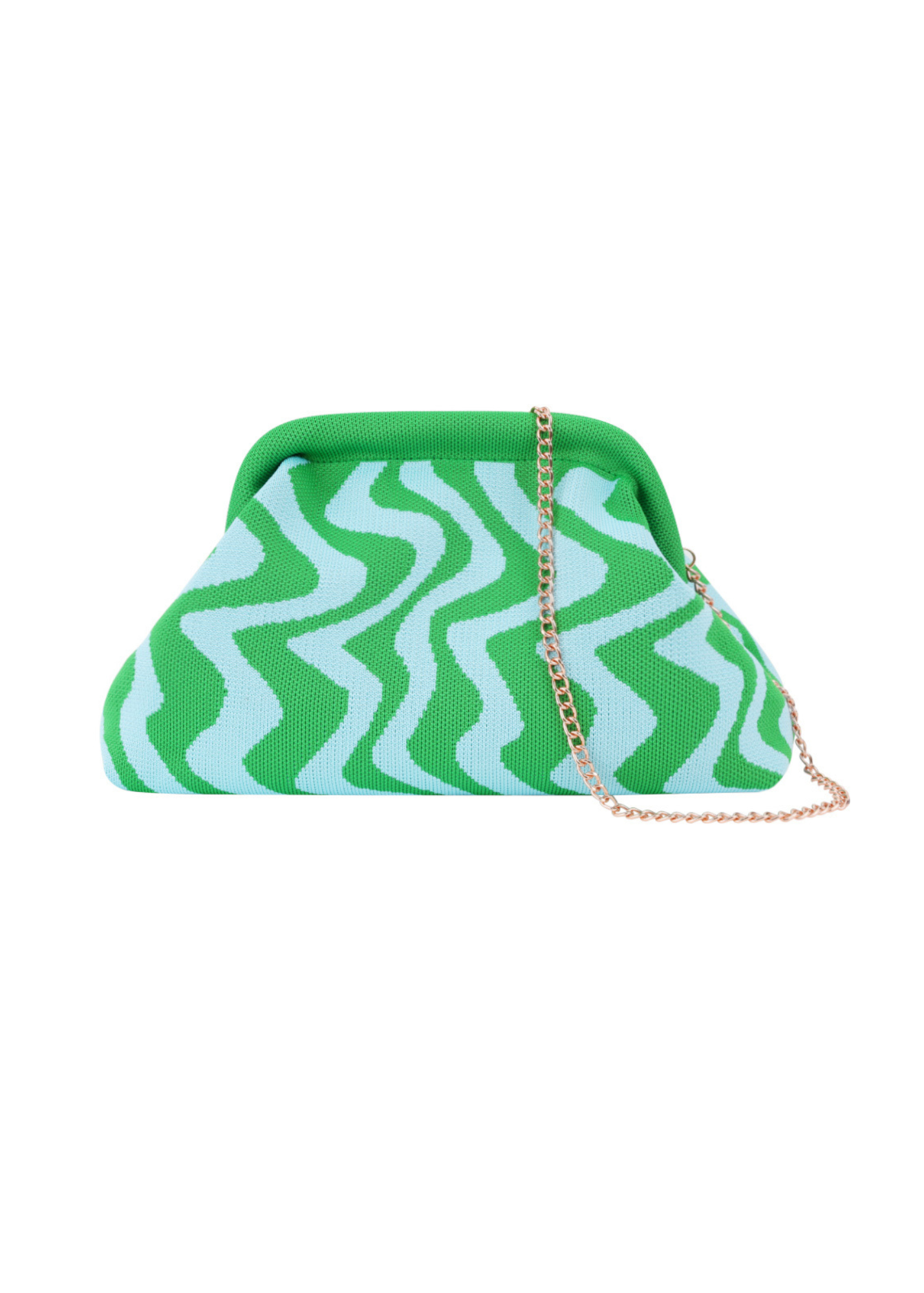 The Edit - Wavy Graphic Clutch Bag in Green and Blue
