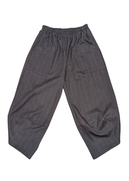 The Edit - Cropped Brown Pinstripe Cocoon Trousers