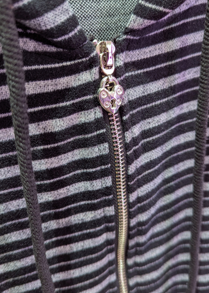 Daisy Street - Charcoal Grey Pinstripe Zip up Top