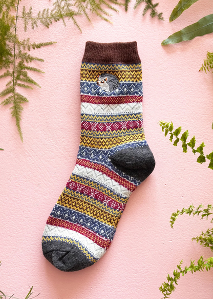 House of Disaster - Secret Garden Hedgehog Fair Isle Socks