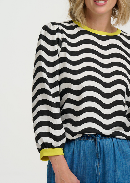 Sugarhill Brighton - Kitty Monochrome Waves Jersey Top