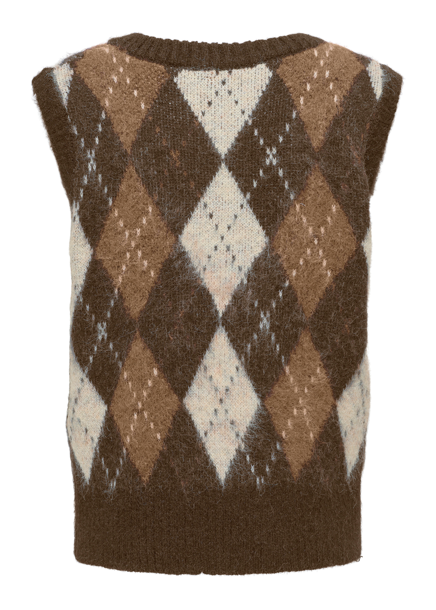 Only - Argyle Knit Vest in Chestnut