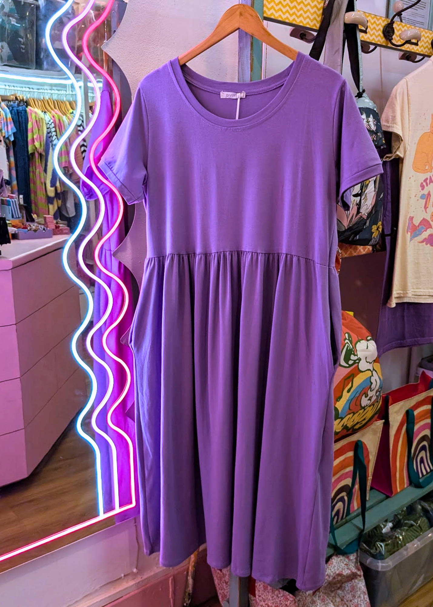 The Edit - Soft Lilac Smock Dress with Pockets