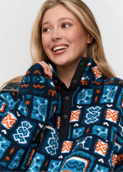 24COLOURS - Blue & Orange Patchwork Print Fleece