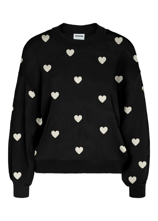 Noisy May - Black and White Heart Sweater