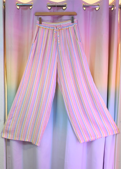 The Edit - Multicolour Vertical Stripe Linen Trousers