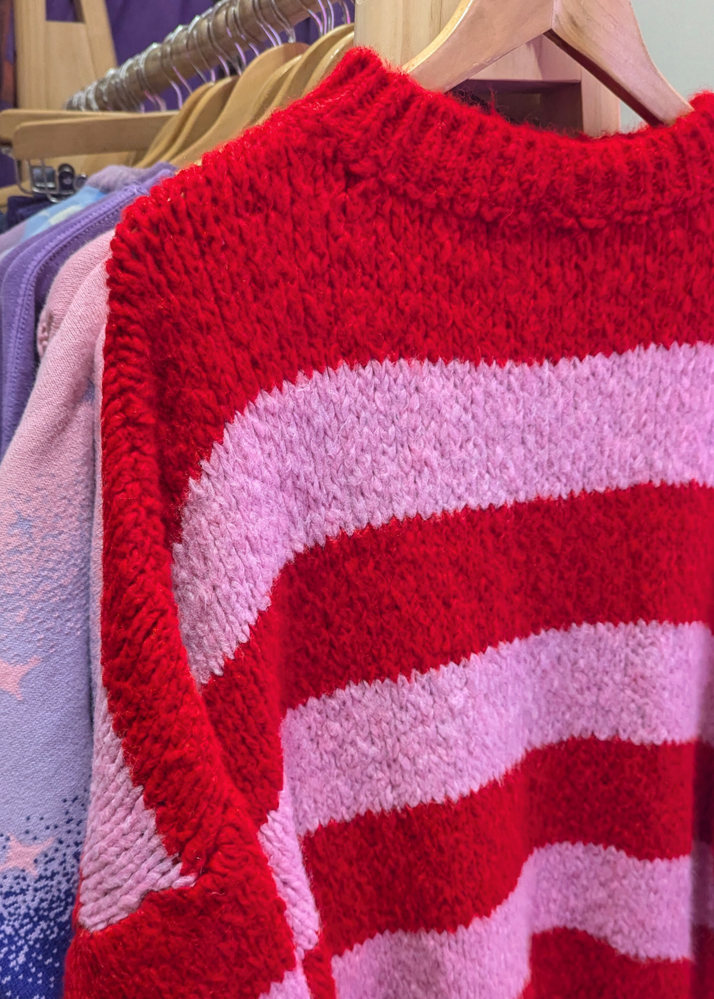 The Edit - Red and Candy Pink Stripe Jumper