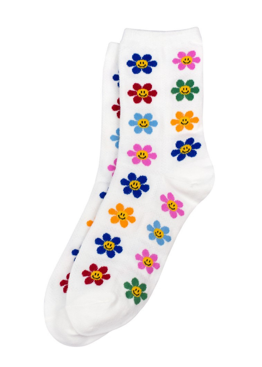 Joe Cool - Smiling Daisies White Socks