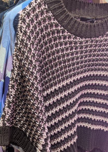 The Edit - Brown & Pink Stripe Textured Knit Top