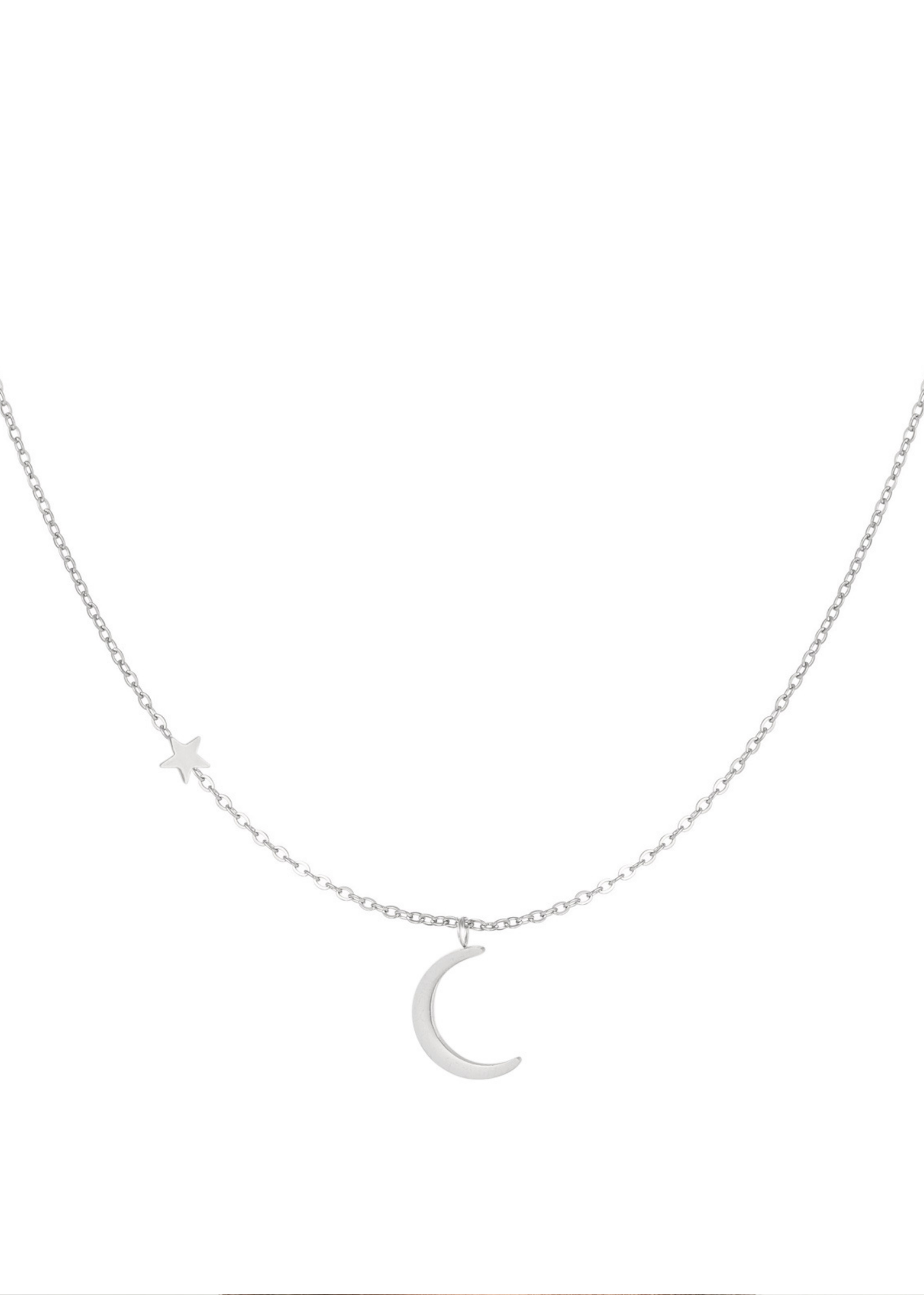 The Edit - Moon & Star Necklace in Silver