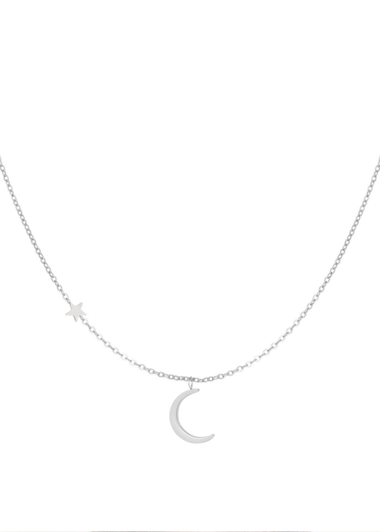 The Edit - Moon & Star Necklace in Silver