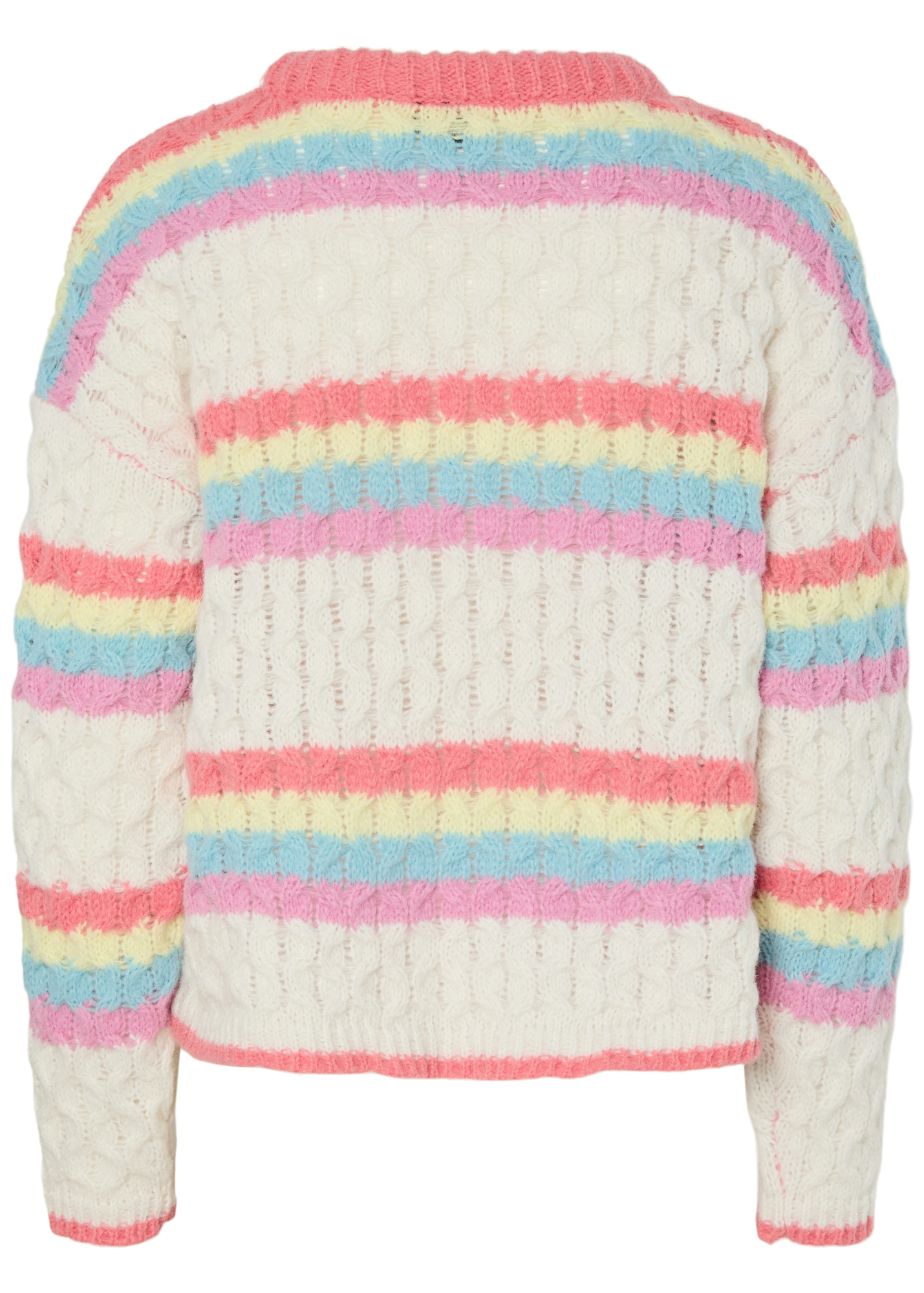 Pieces - Cream and Rainbow Stripe Knit Cable Jumper