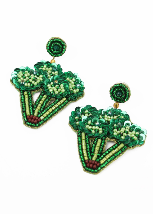 My Doris - Beaded Broccoli Earrings