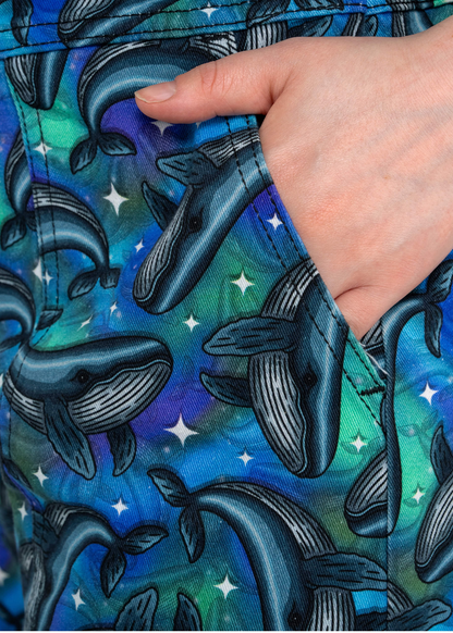 Run & Fly - Infinity Whales Stretch Twill Dungarees