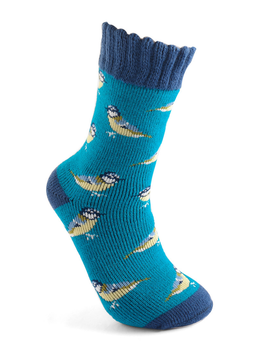 Miss Sparrow - Blue Tits Winter Teal Socks
