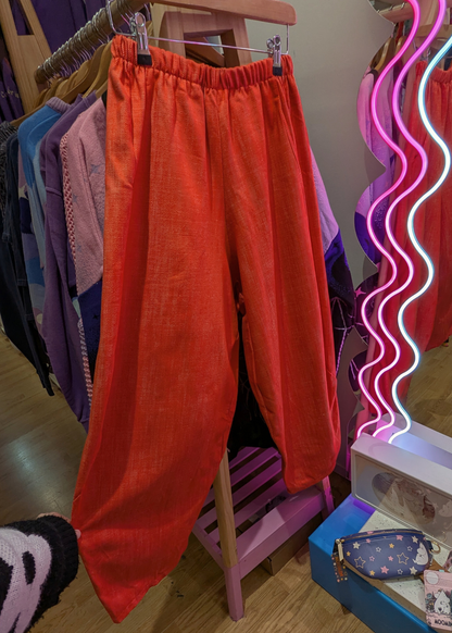 The Edit - Orange Denim Style Cropped Cocoon Joggers