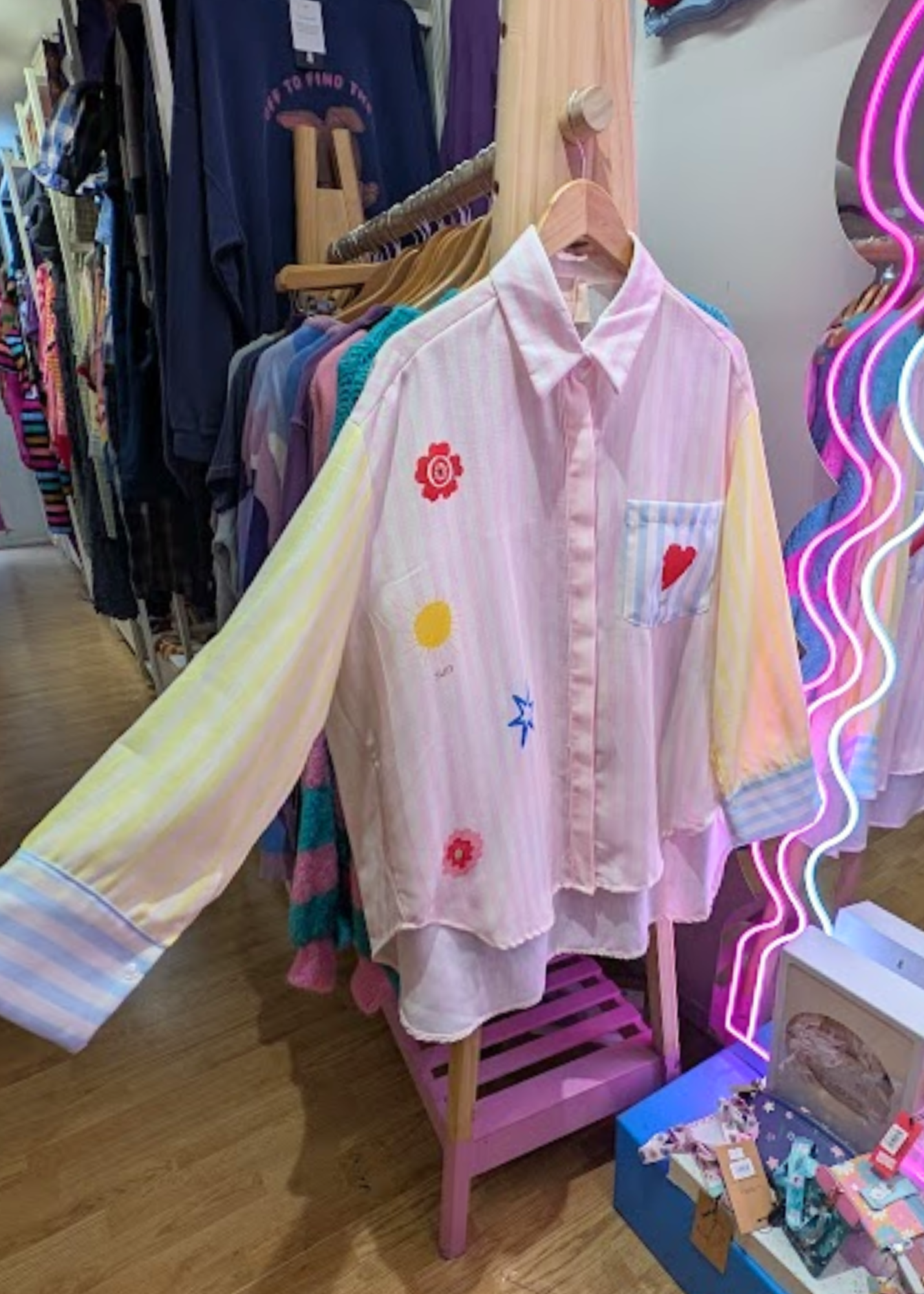 The Edit - Faux Embroidered Pastel Stripe Shirt