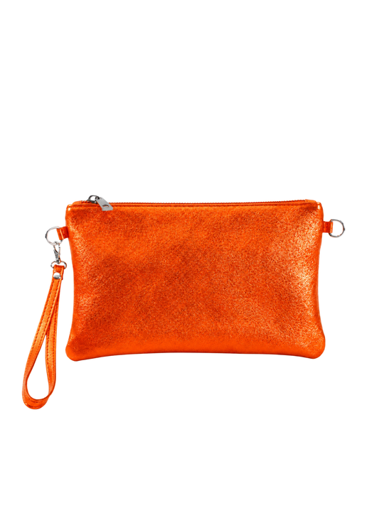 The Edit - Metallic Orange Leather Shoulder Bag