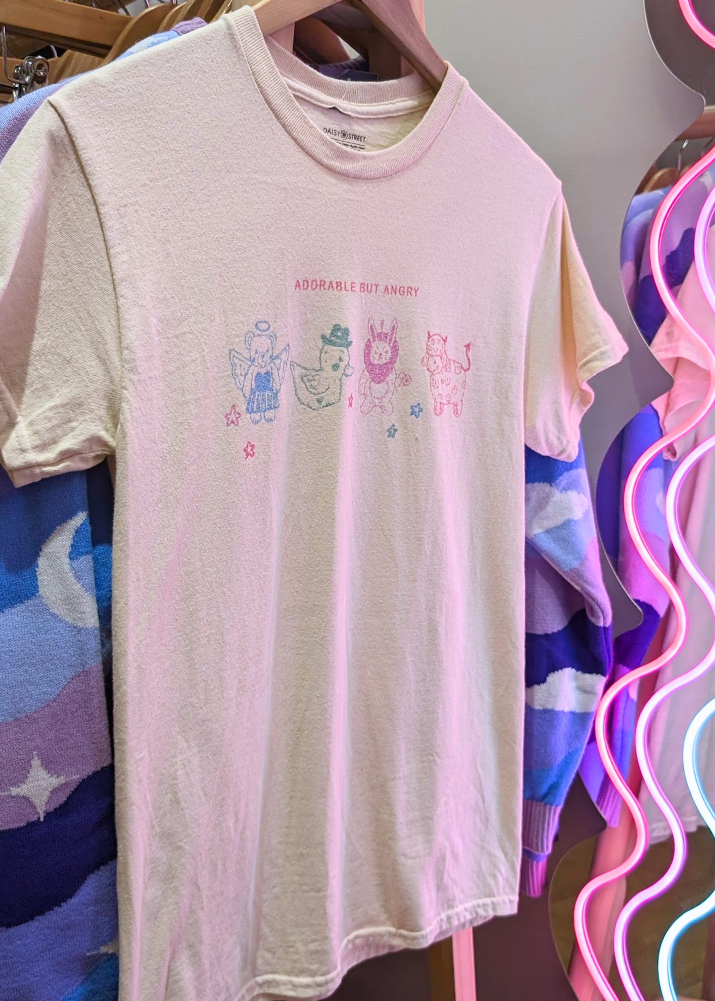 Daisy Street - Cream Adorable but Angry Tee