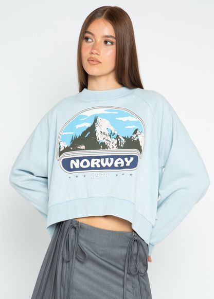 Daisy Street - Baby Blue Norway Cropped Sweater