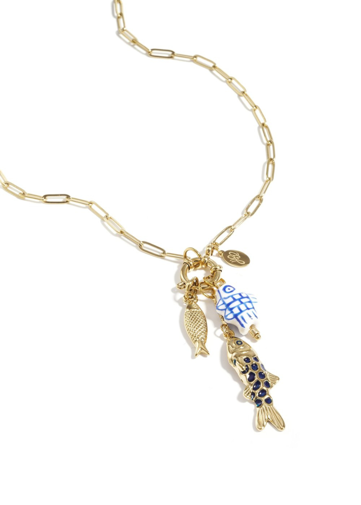 The Edit - Fish Charms Necklace in Gold