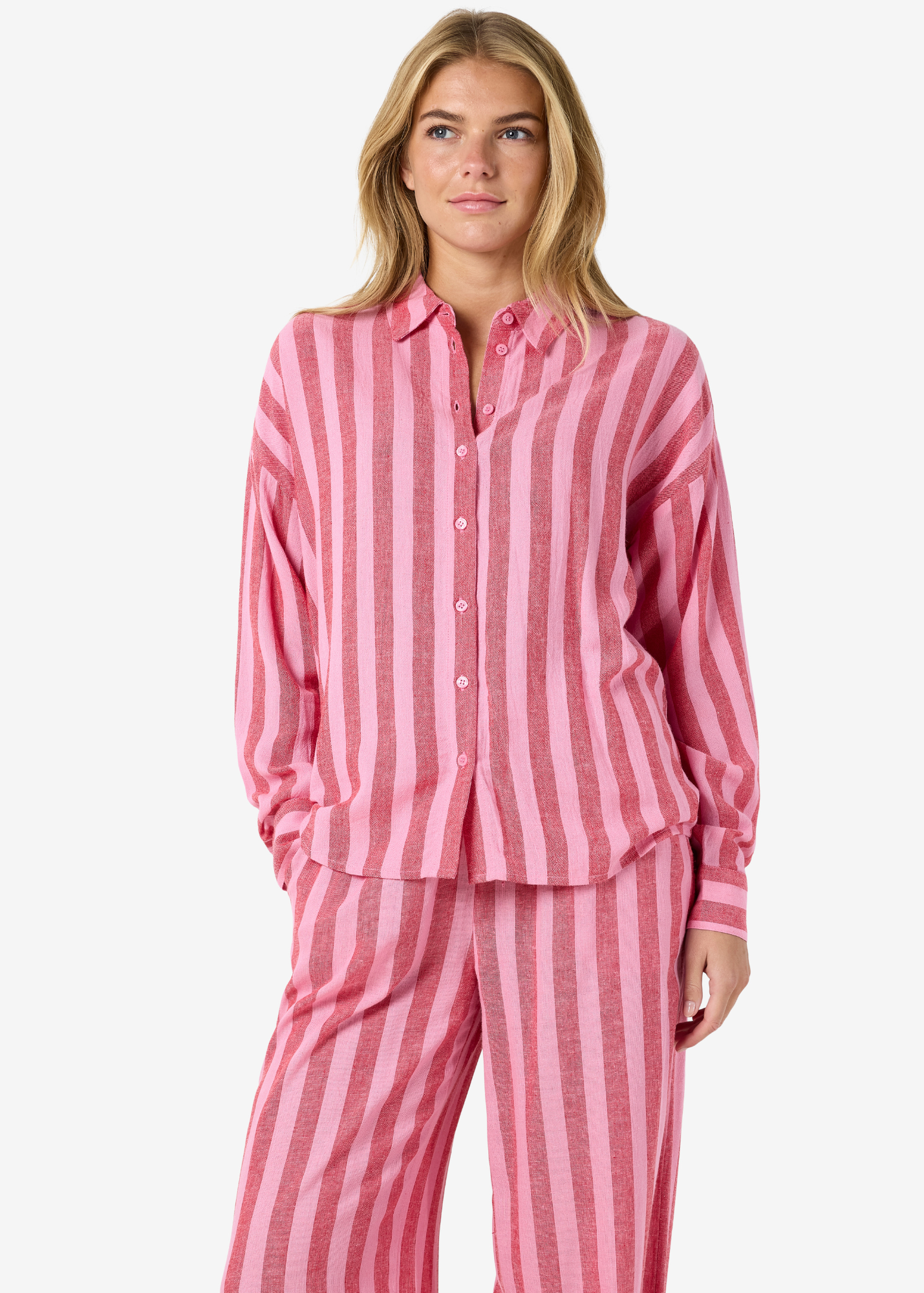 Noisy May - Red & Pink Striped Shirt