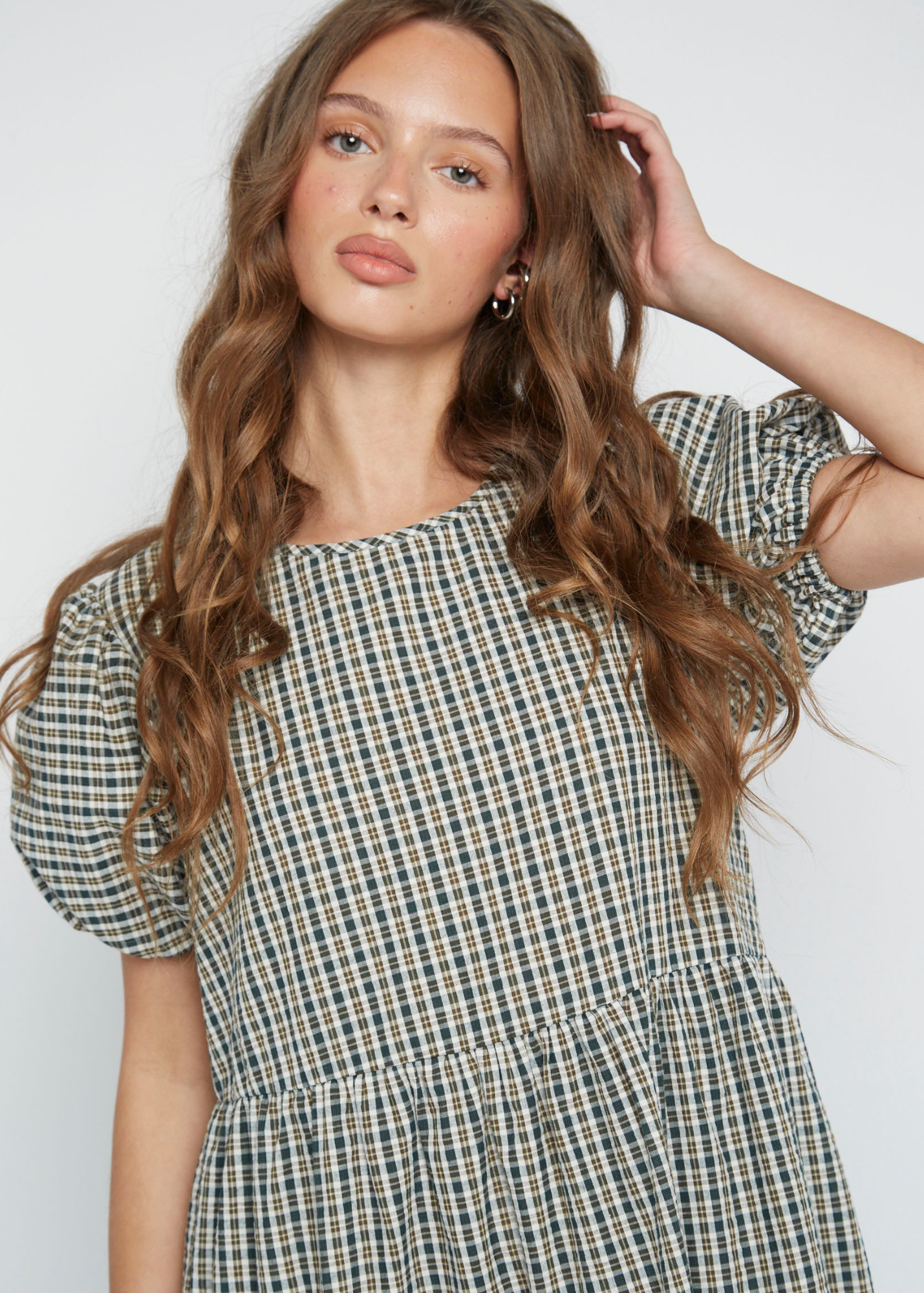 Daisy Street - Lumi Check Tiered Maxi Dress