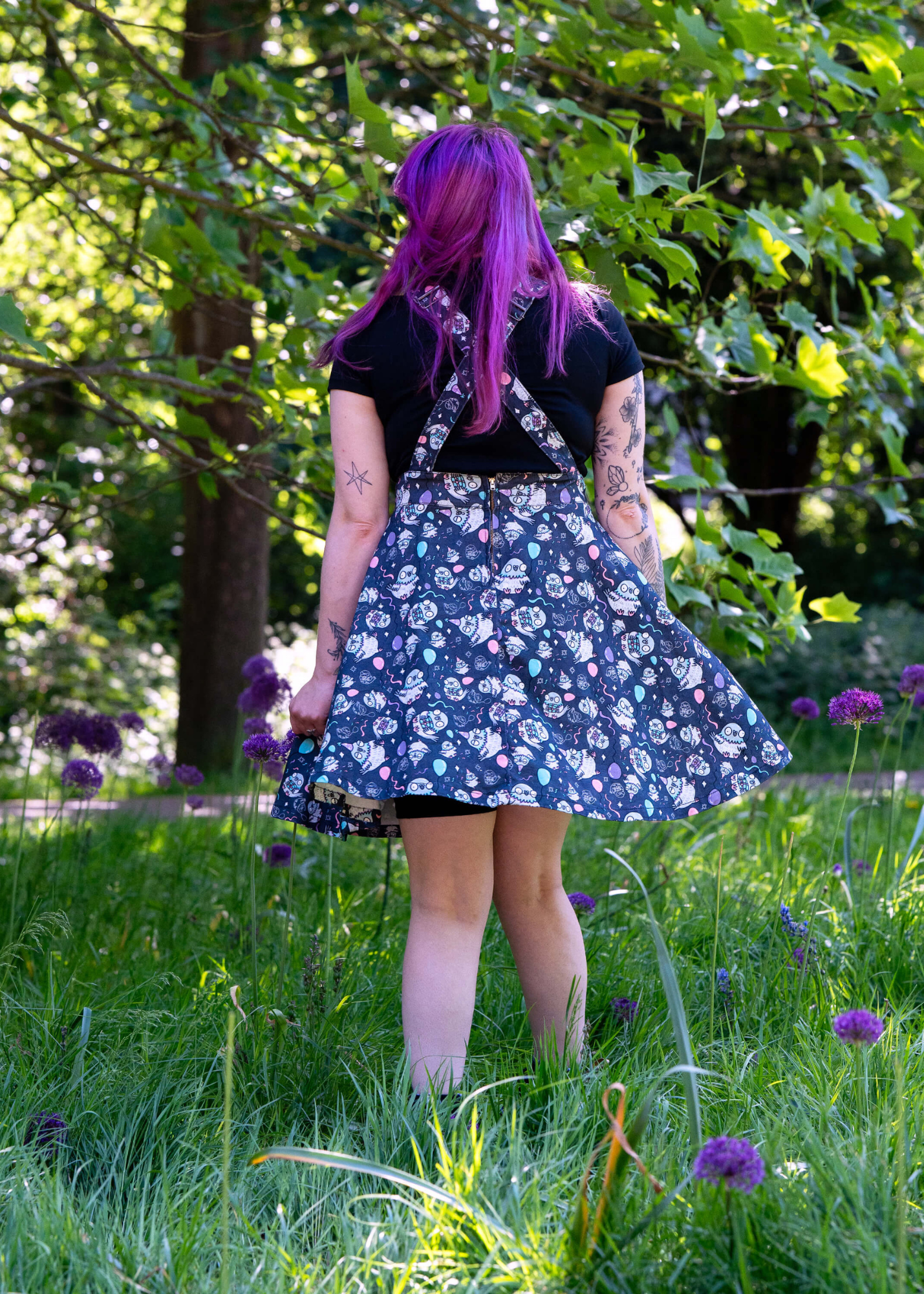 Rebel Romance x Katie Abey Pigeon Party Flared Pinafore Dress