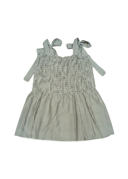 The Edit - Forest Green Shirred Gingham Top